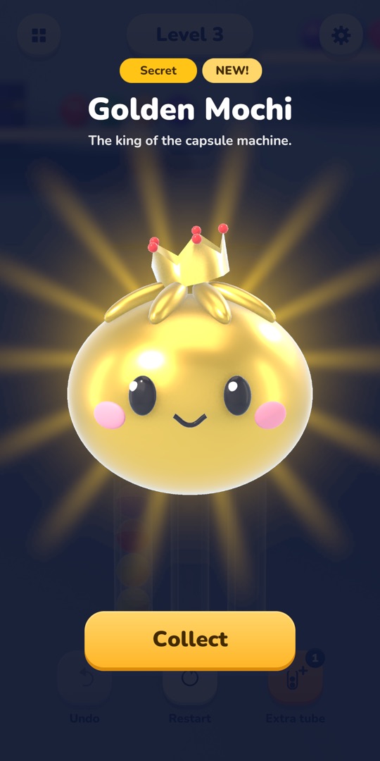 A blind box revealing the Golden Mochi figure